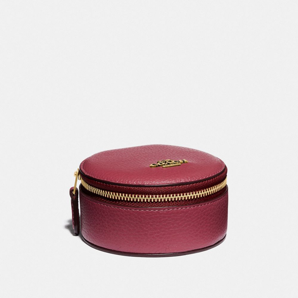 COACH 88106 ROUND JEWELERY CASE BRASS/DUSTY-PINK