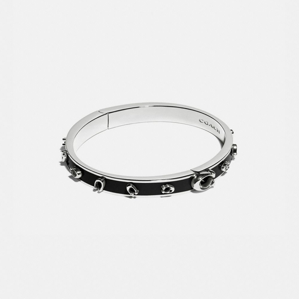 COACH Pegged Signature Bangle - SILVER/BLACK - 88144