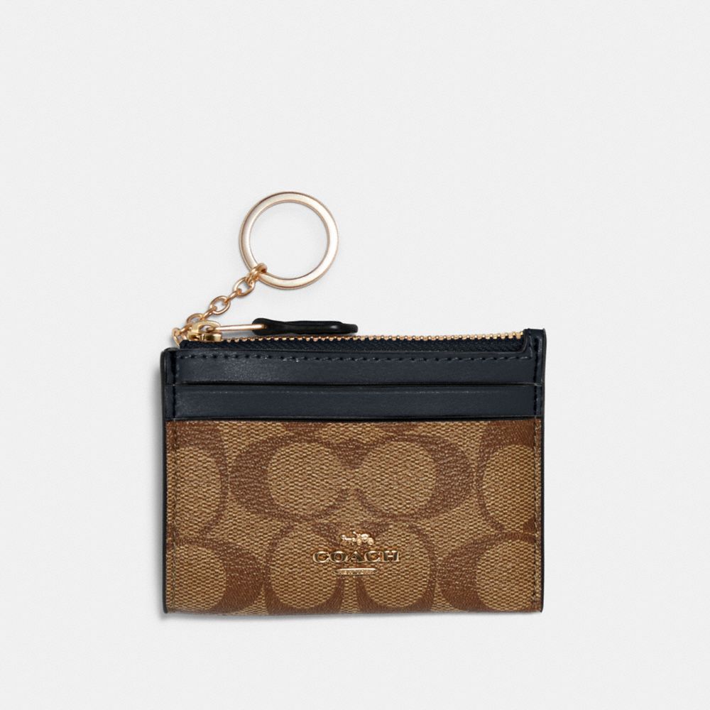 COACH 88208 Mini Skinny Id Case In Signature Canvas IM/KHAKI MIDNIGHT