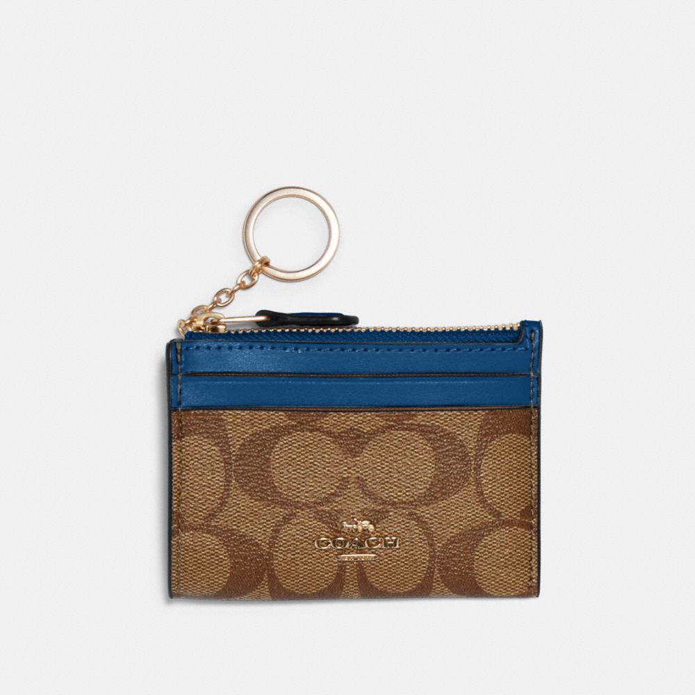 COACH 88208 Mini Skinny Id Case In Signature Canvas IM/KHAKI DEEP ATLANTIC