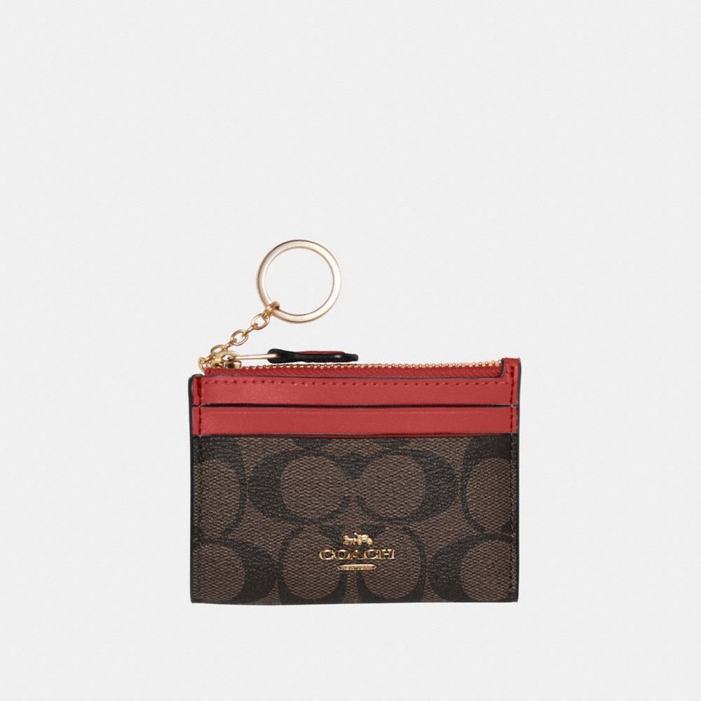 MINI SKINNY ID CASE IN SIGNATURE CANVAS - IM/BROWN 1941 RED - COACH 88208