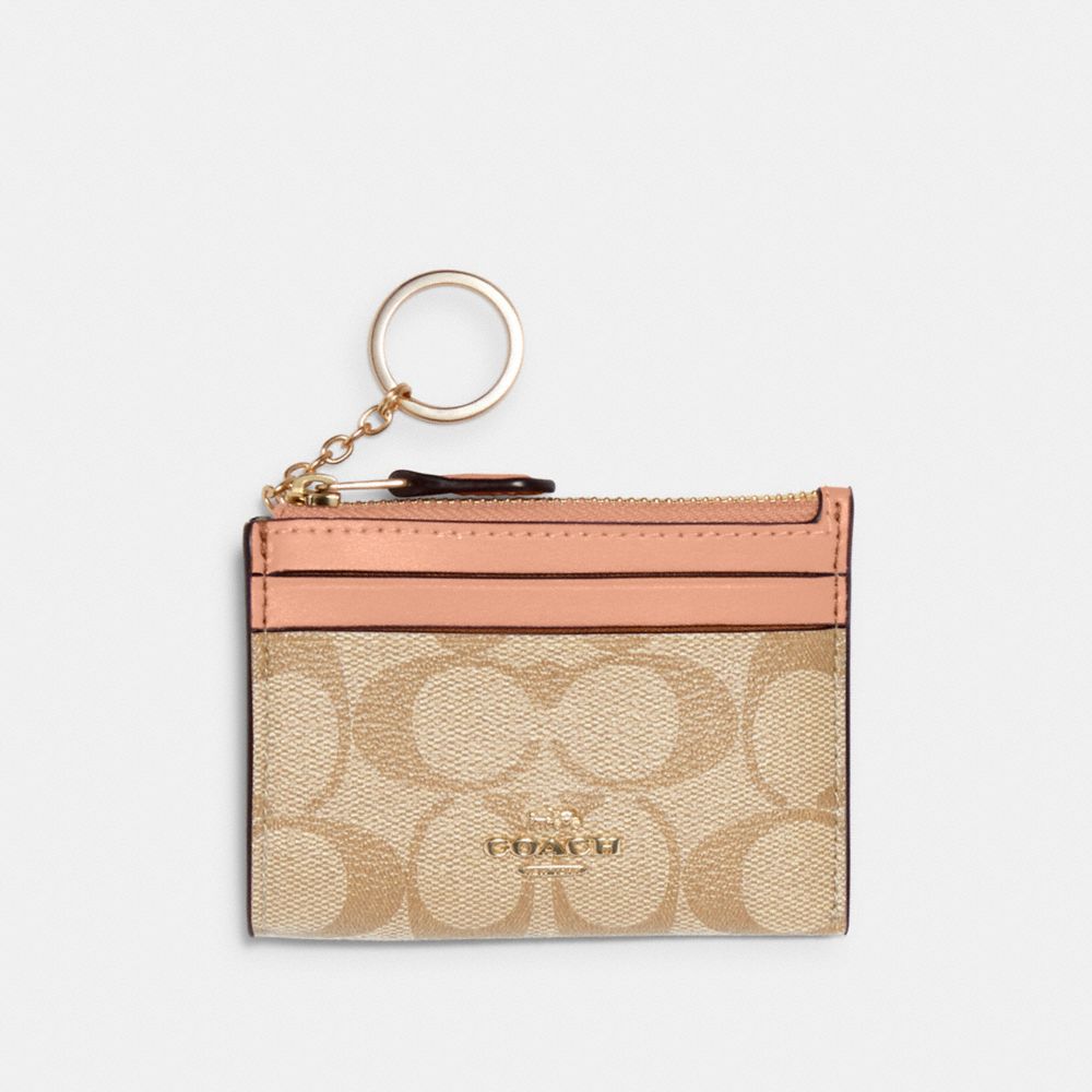 Mini Skinny Id Case In Signature Canvas - GOLD/LIGHT KHAKI/FADED BLUSH - COACH 88208