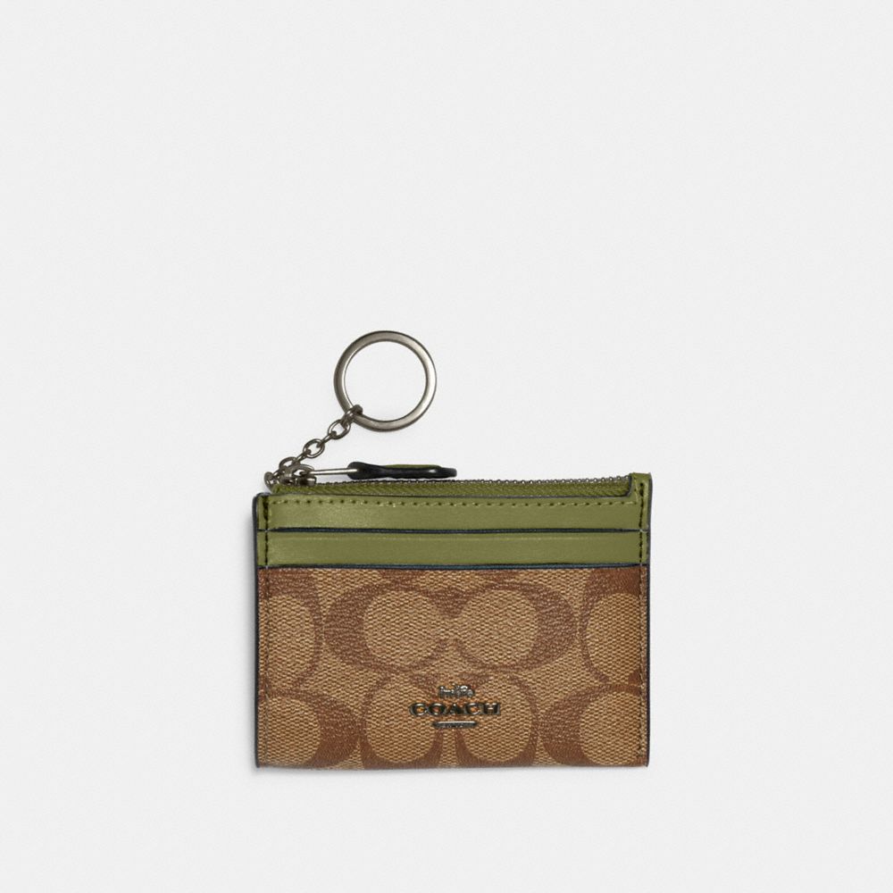 Mini Skinny Id Case In Signature Canvas - 88208 - QB/Khaki/Olive Green