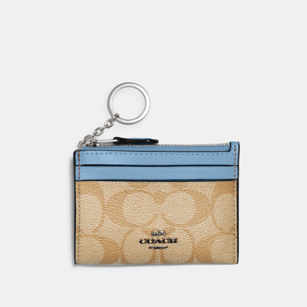 COACH 88208 - MINI SKINNY ID CASE IN SIGNATURE CANVAS SV/LIGHT KHAKI/SLATE