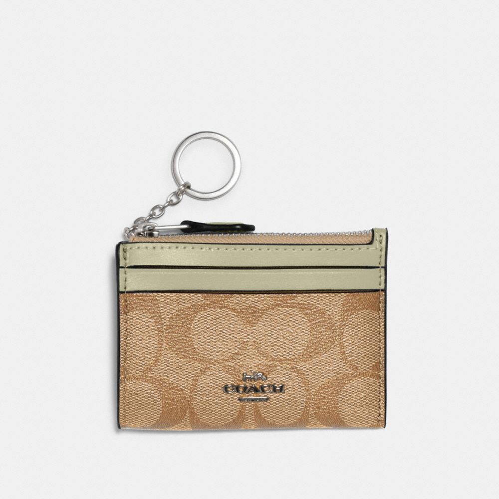 COACH 88208 - MINI SKINNY ID CASE IN SIGNATURE CANVAS SV/LIGHT KHAKI/PALE GREEN