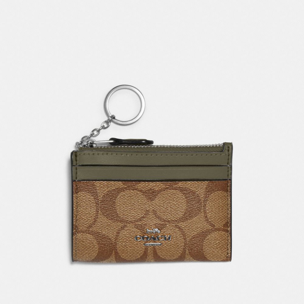 MINI SKINNY ID CASE IN SIGNATURE CANVAS - SV/KHAKI/SURPLUS - COACH 88208