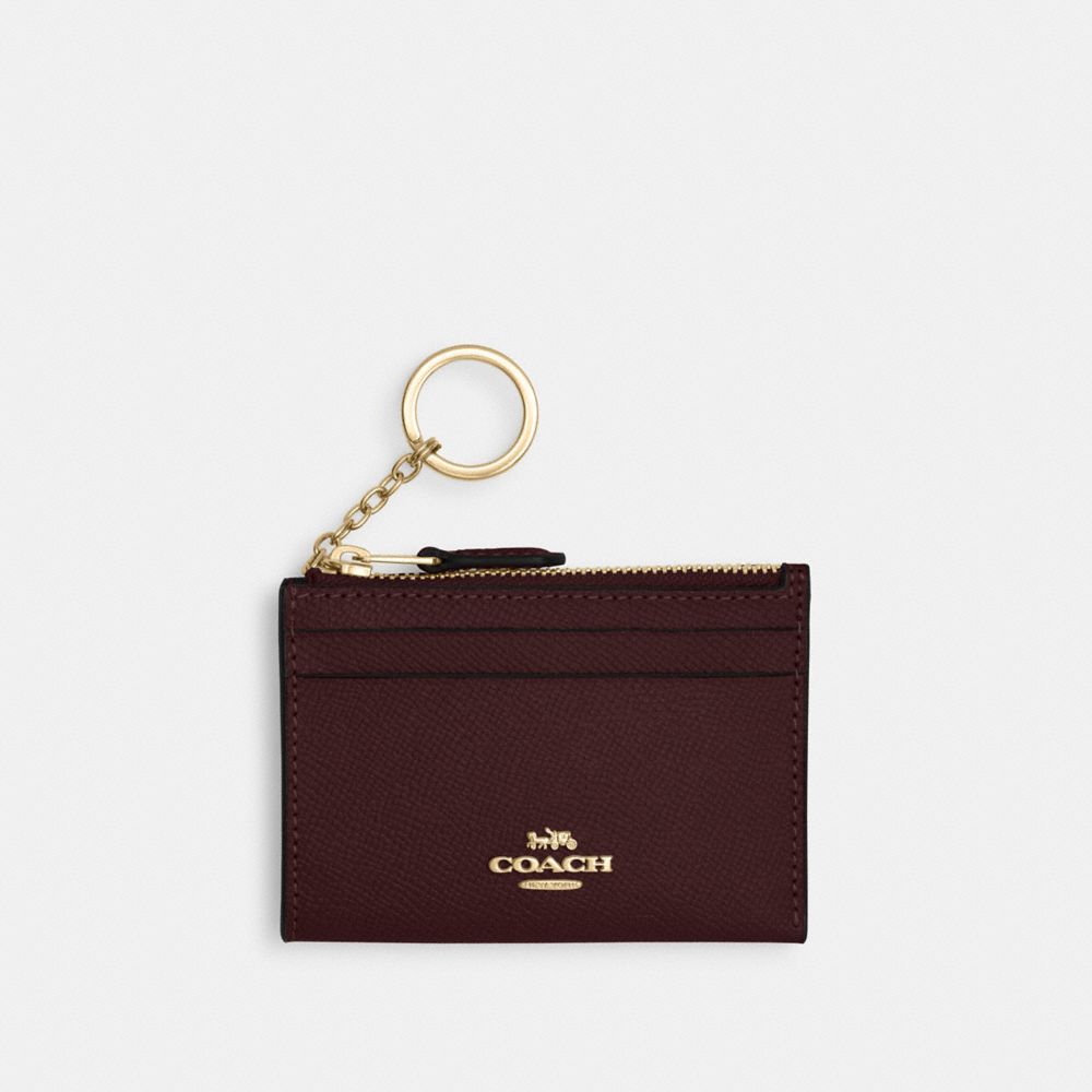 COACH 88250 Mini Skinny Id Case GOLD/MERLOT