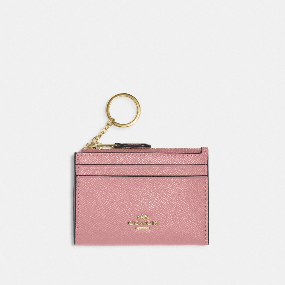 COACH 88250 Mini Skinny Id Case GOLD/TRUE PINK