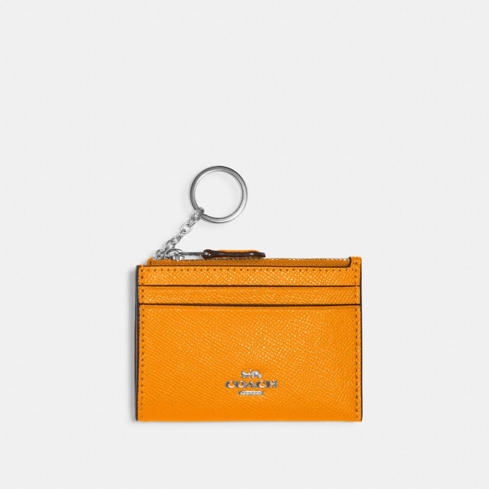 COACH 88250 Mini Skinny Id Case SILVER/PAPAYA