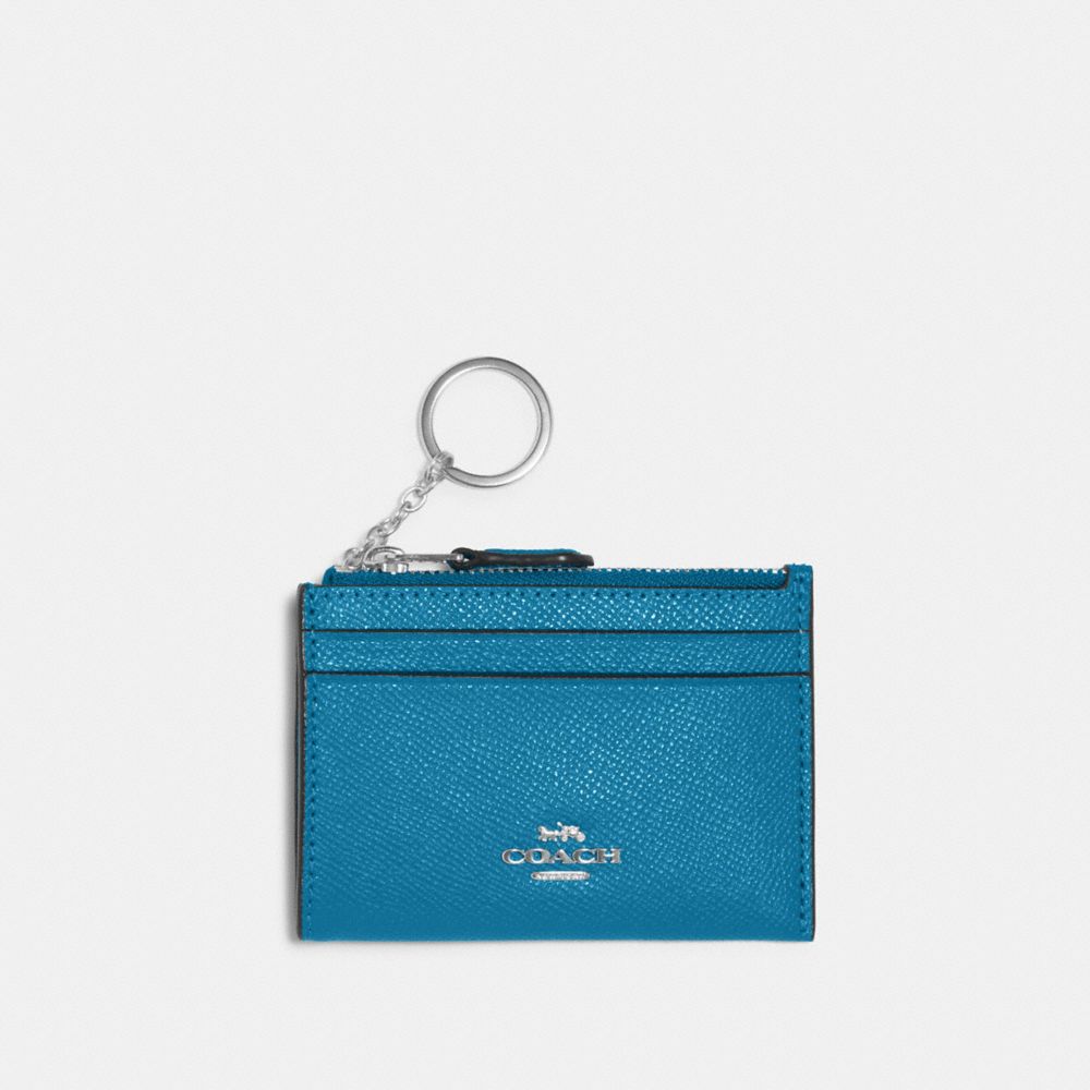 COACH 88250 Mini Skinny Id Case SILVER/ELECTRIC BLUE