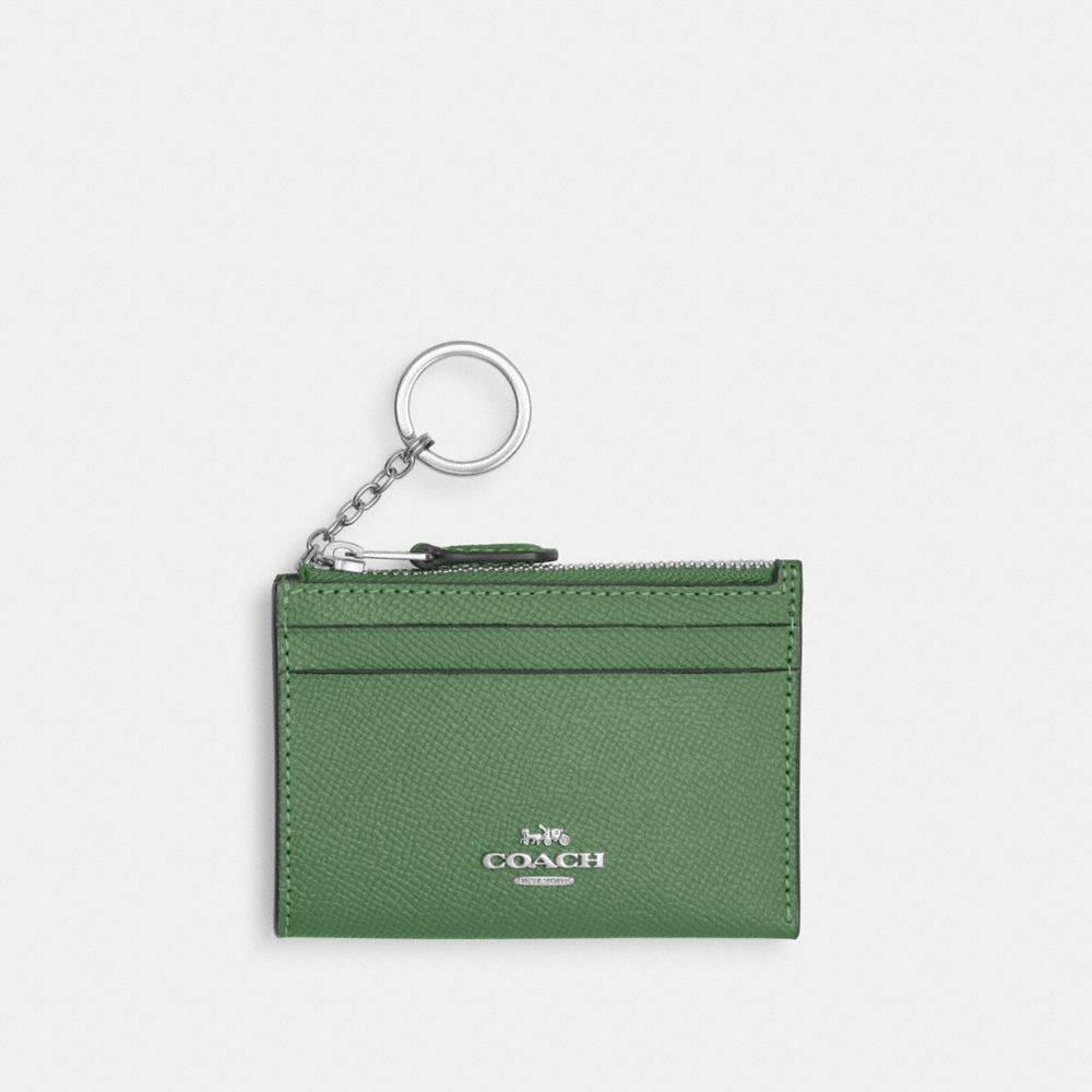 COACH 88250 Mini Skinny Id Case SILVER/SOFT GREEN