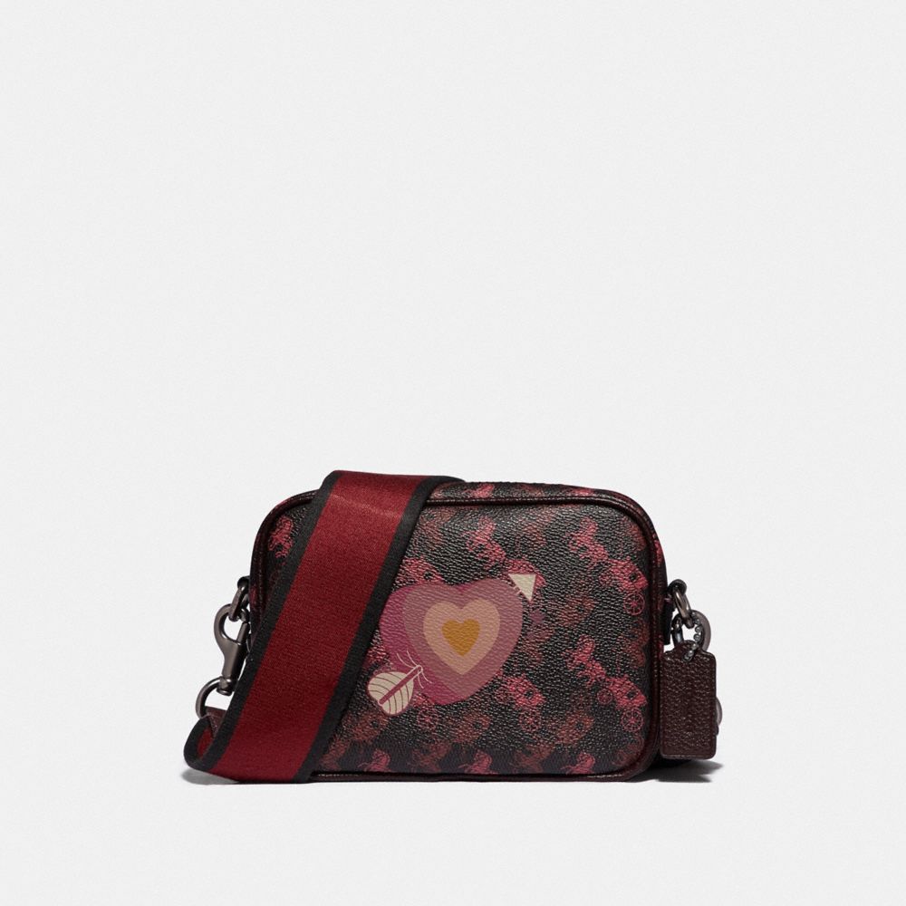 CAMERA BAG 16 WITH HORSE AND CARRIAGE PRINT AND HEART-V5/Black Oxblood