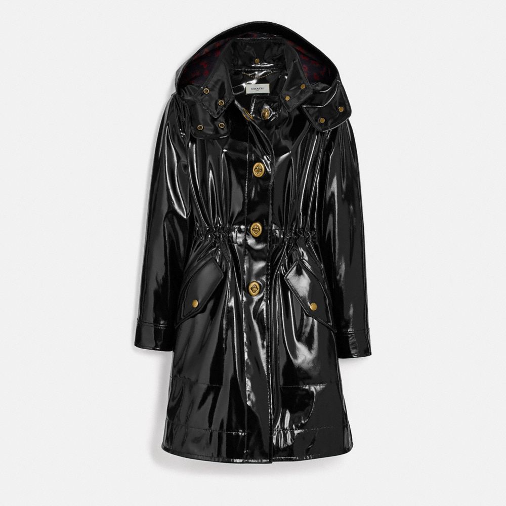 RAINCOAT WITH HORSE AND CARRIAGE PRINT LINING