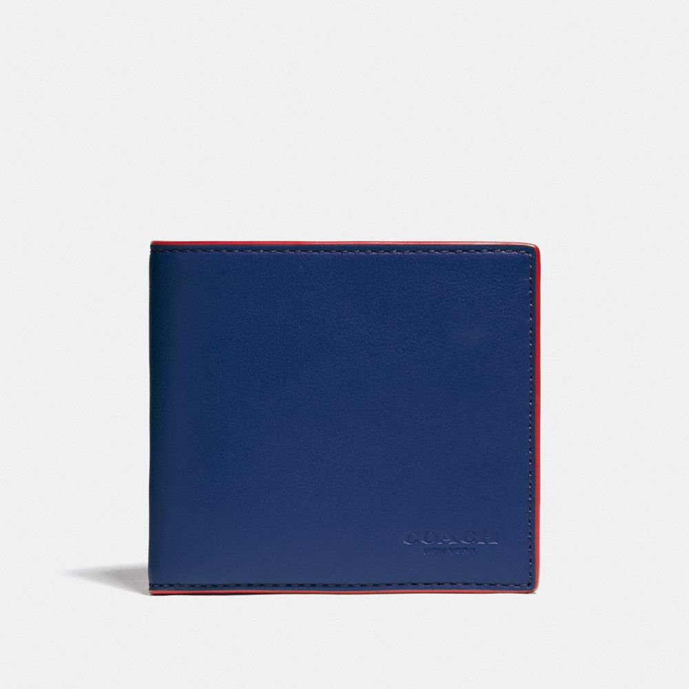 COACH Coin Wallet In Colorblock - SPORT BLUE/RACING ORANGE - 88400