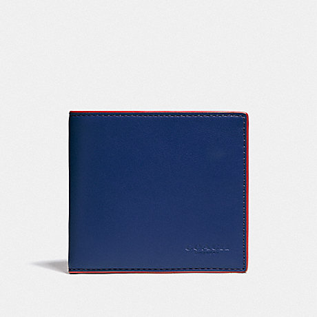 COACH 88400 Coin Wallet In Colorblock SPORT-BLUE/RACING-ORANGE