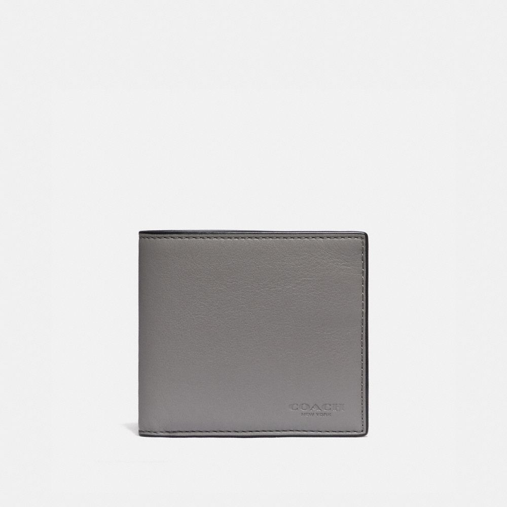 Coin Wallet In Colorblock - GREY/DK MUSTARD - COACH 88400