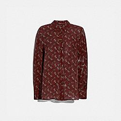 COACH 88475 - LUNAR NEW YEAR HORSE AND CARRIAGE PRINT SHIRT RED.