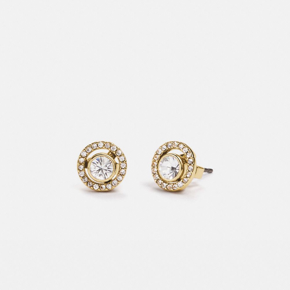 COACH 88508 Halo Pave 2 In 1 Stud Earrings Gold/Clear