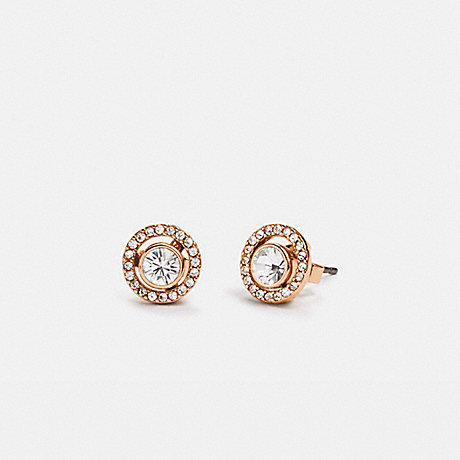 COACH 88508 Halo Pave 2 In 1 Stud Earrings Rose Gold/Clear