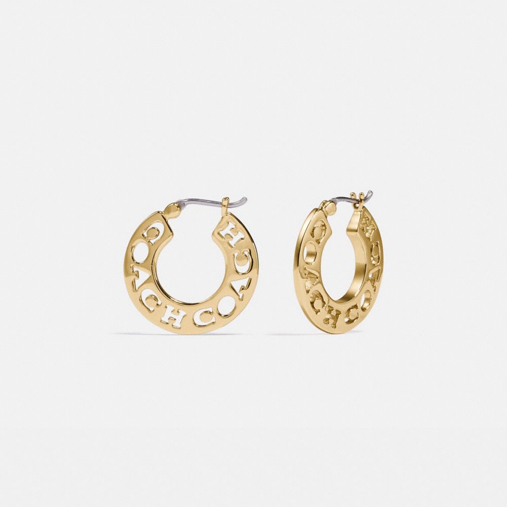 COACH PIERCED COACH HOOP EARRINGS - GOLD - 88529