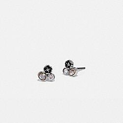 Mini Tea Rose Cluster Stud Earrings - 88565 - Silver/Multi