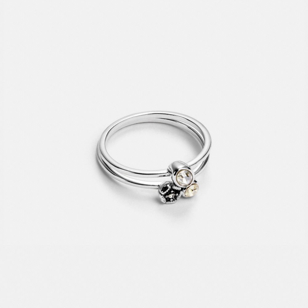 Mini Tea Rose Cluster Ring Set - SILVER/MULTI - COACH 88566