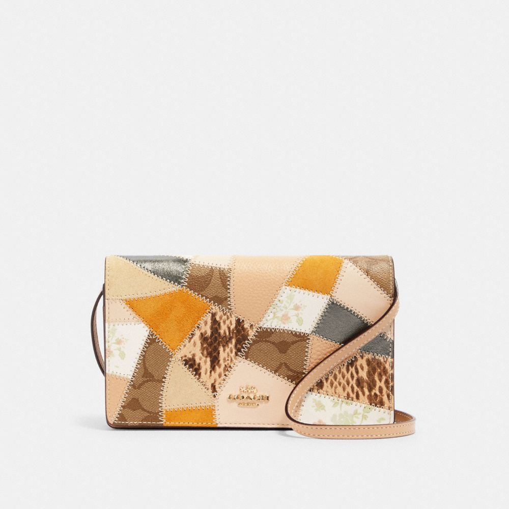 COACH HAYDEN FOLDOVER CROSSBODY CLUTCH WITH SIGNATURE CANVAS PATCHWORK - IM/CHALK MULTI - 88670