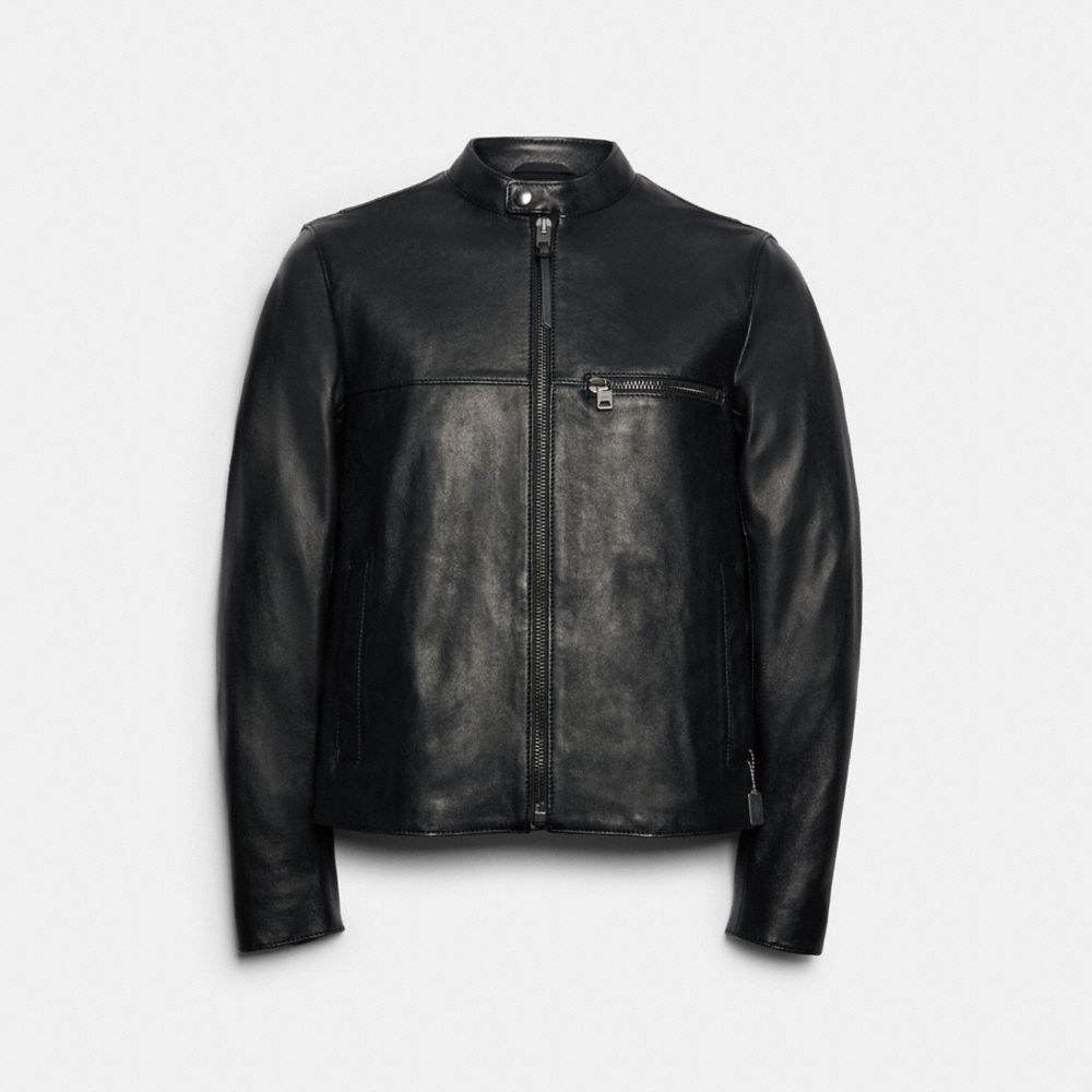 LEATHER RACER JACKET - 88799 - BLACK