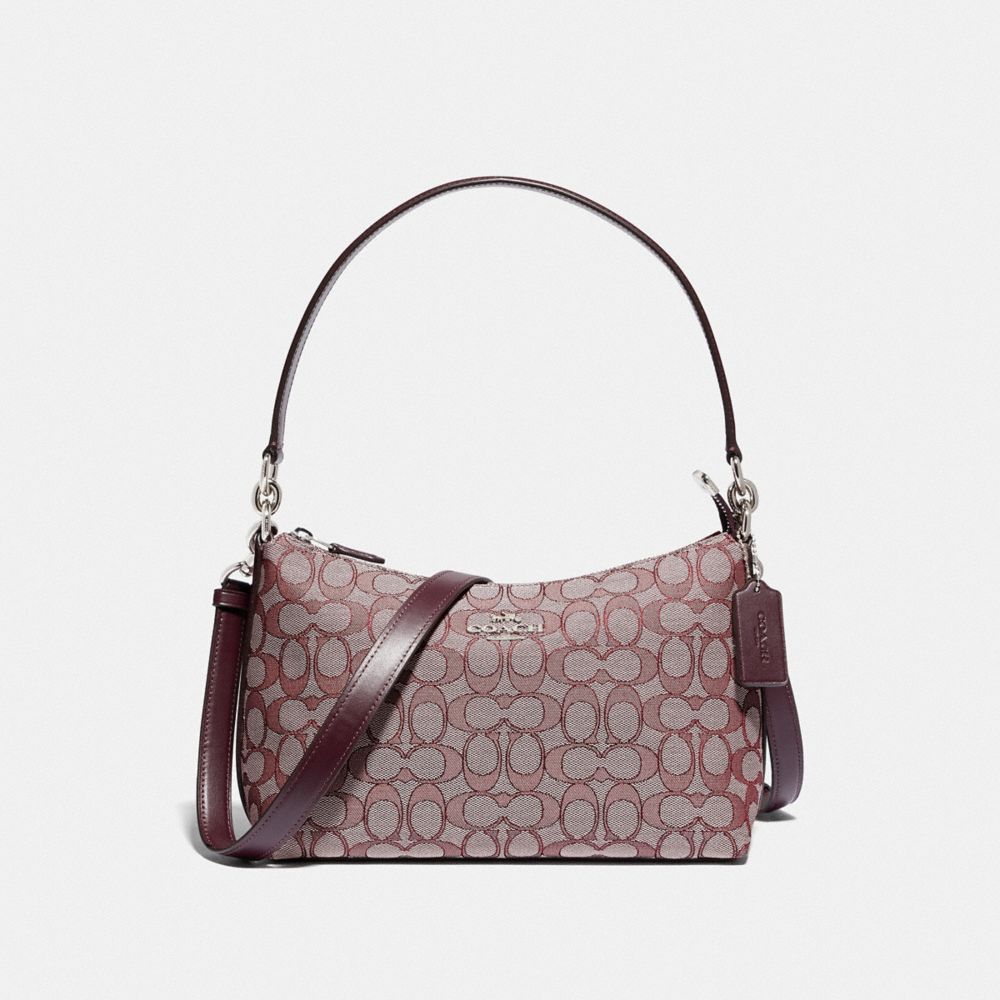 LEWIS SHOULDER BAG IN SIGNATURE JACQUARD - 88899 - SV/RASPBERRY