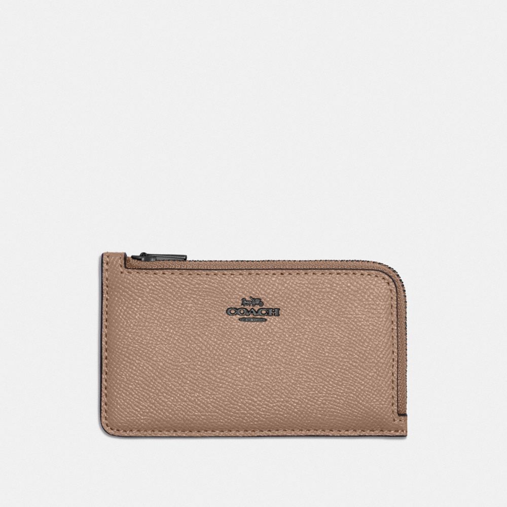 Small L Zip Card Case In Colorblock - PEWTER/TAUPE MULTI - COACH 888