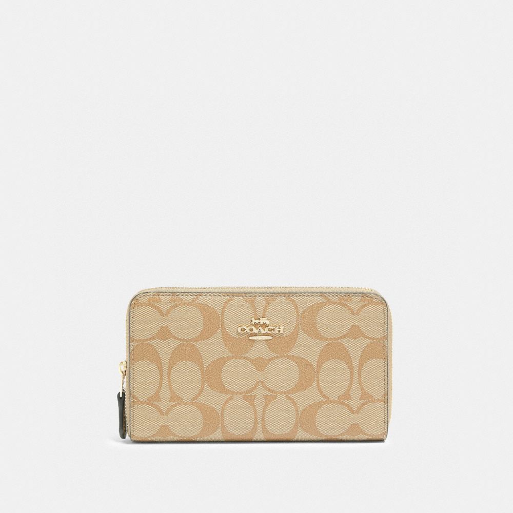 MEDIUM ZIP AROUND WALLET IN SIGNATURE CANVAS - IM/LIGHT KHAKI CHALK - COACH 88913