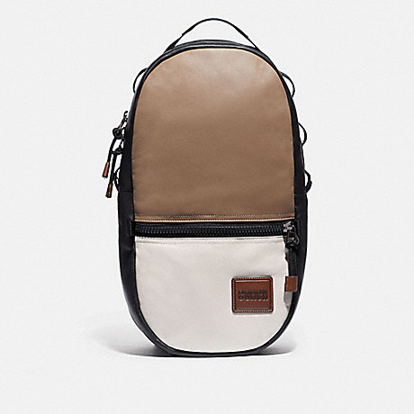 COACH 89045 PACER BACKPACK IN COLORBLOCK WITH COACH PATCH BLACK COPPER/BROWN MULTI