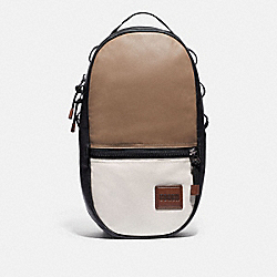 COACH 89045 Pacer Backpack In Colorblock With Coach Patch BLACK COPPER/BROWN MULTI