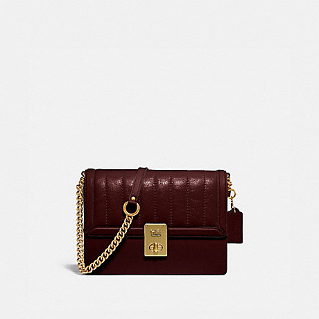 COACH 89066 HUTTON SHOULDER BAG WITH QUILTING BRASS/CRANBERRY