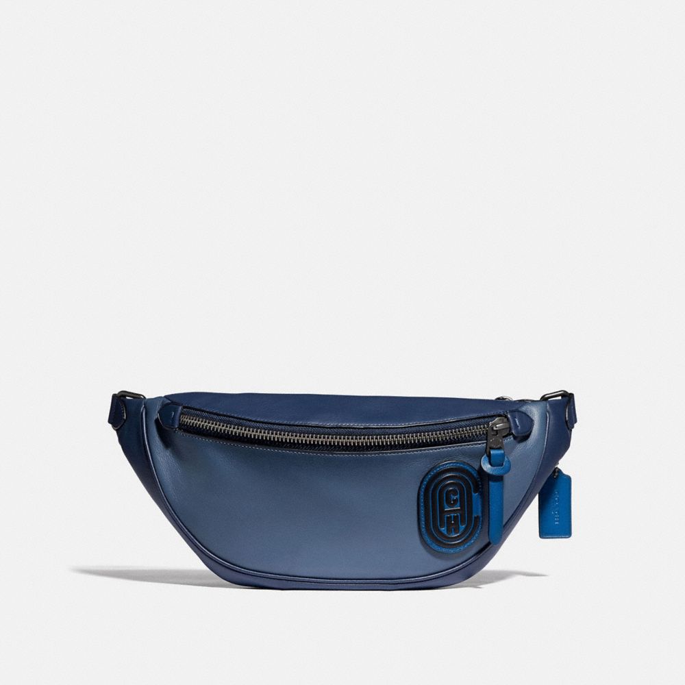 COACH RIVINGTON BELT BAG IN COLORBLOCK WITH COACH PATCH - BLACK COPPER/BLUE MULTI - 89079