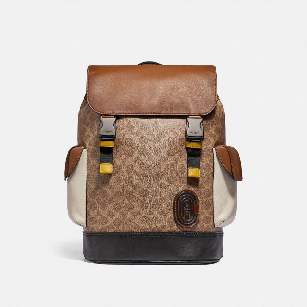 rivington backpack in signature canvas with coach patch