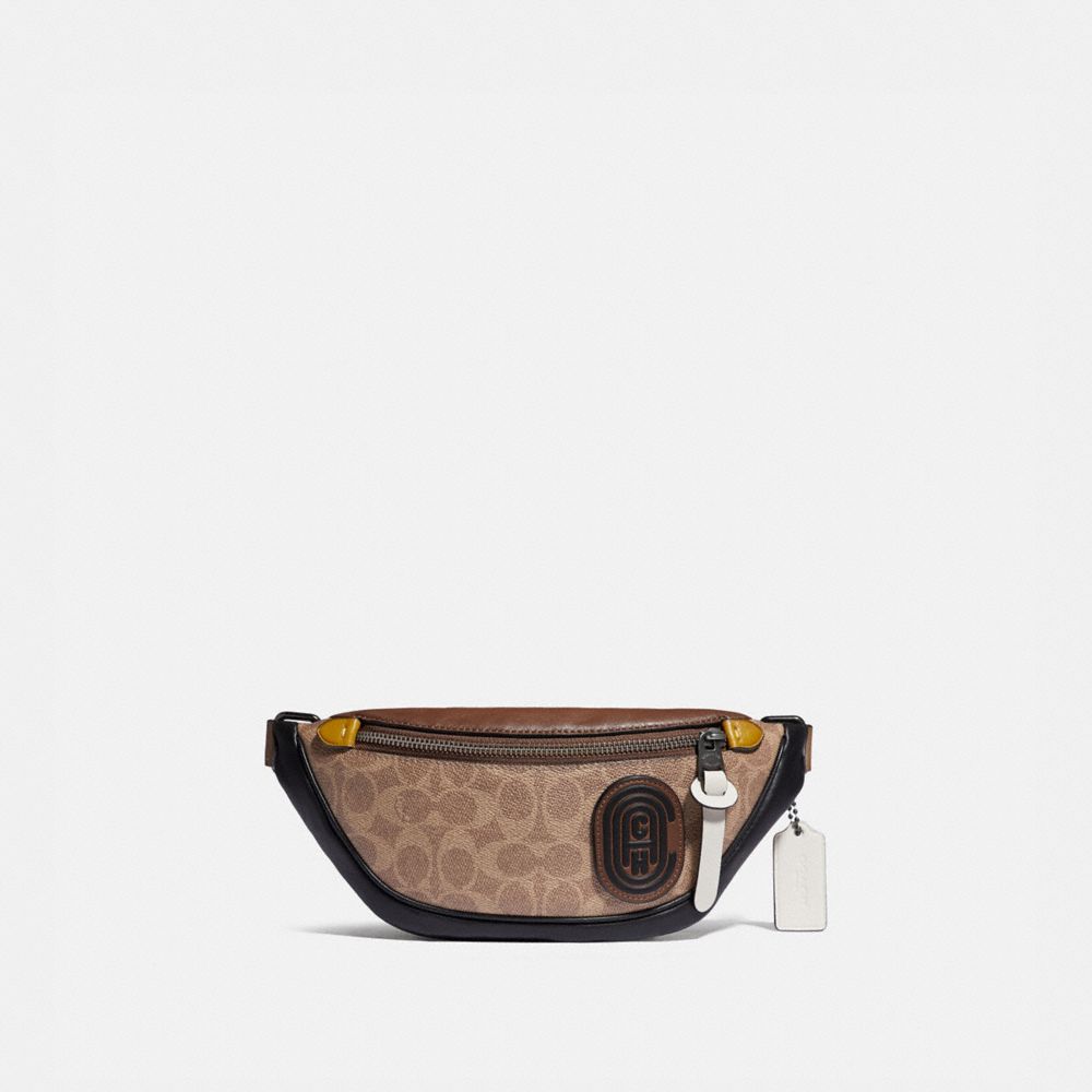 COACH 89081 - Rivington Belt Bag 7 In Signature Canvas With Coach Patch BLACK COPPER/KHAKI/BROWN MULTI