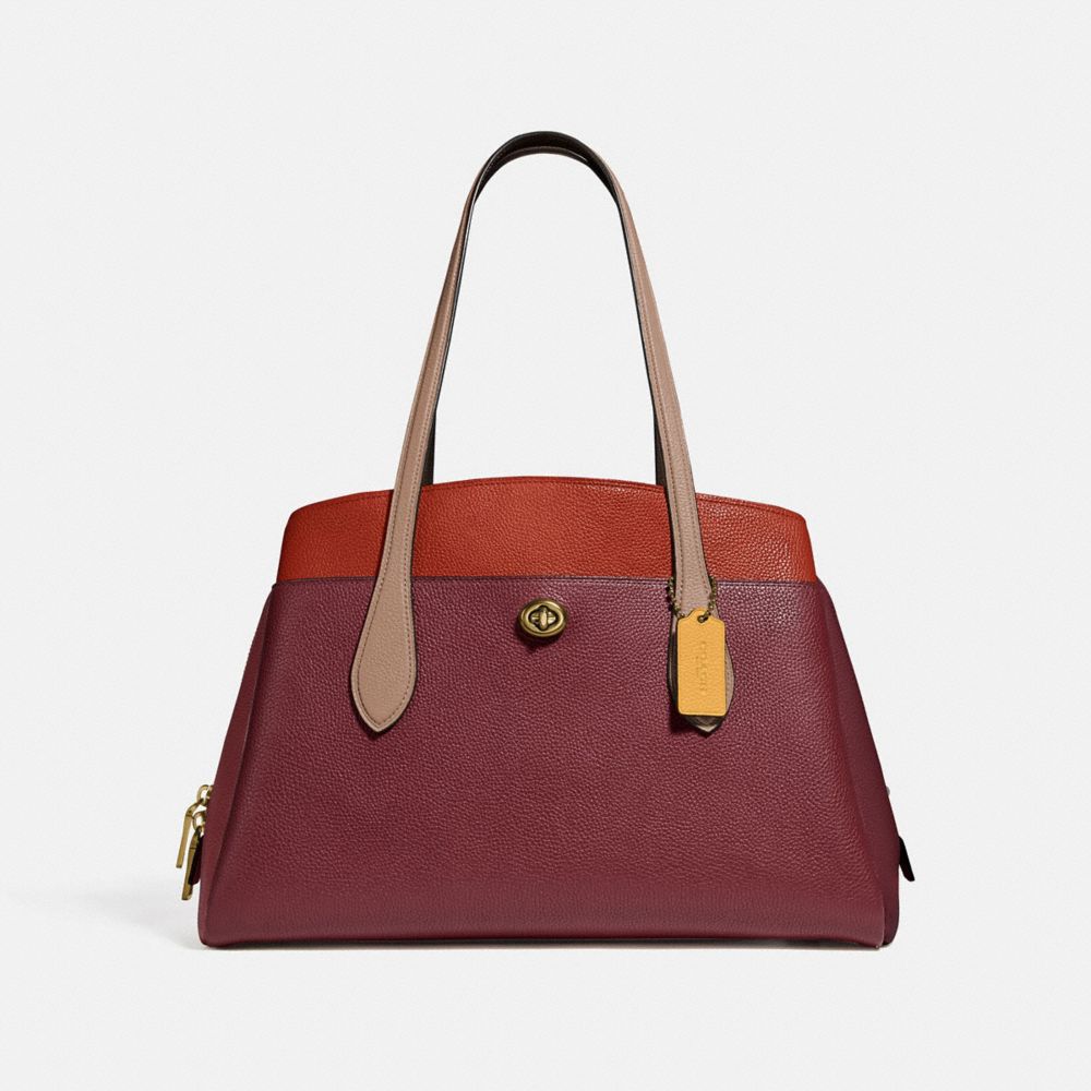 COACH LORA CARRYALL IN COLORBLOCK - B4/TAUPE RED SAND MULTI - 89086