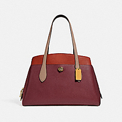 COACH 89086 Lora Carryall In Colorblock B4/TAUPE RED SAND MULTI