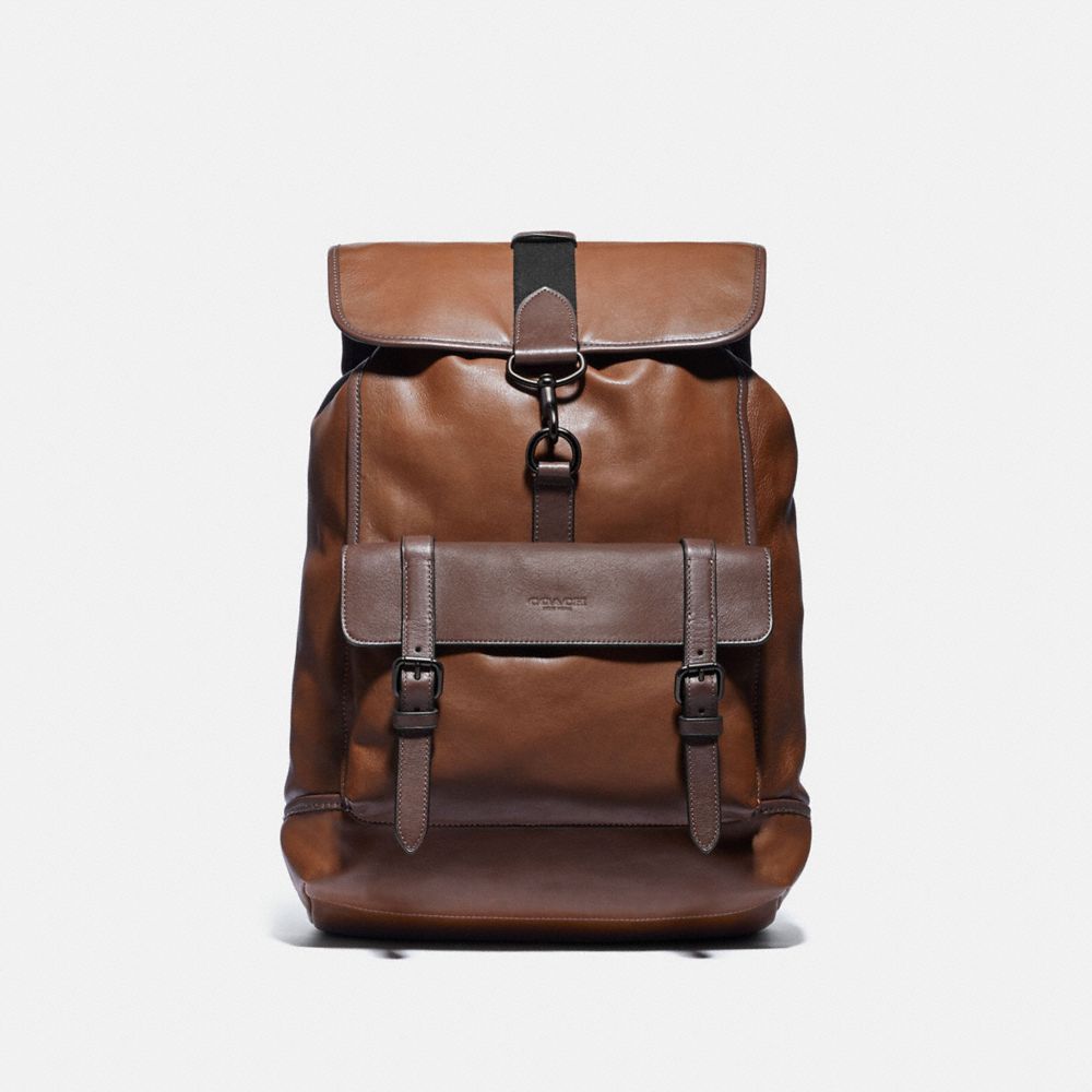 COACH 89099 Bleecker Backpack BLACK COPPER FINISH/SADDLE/OAK