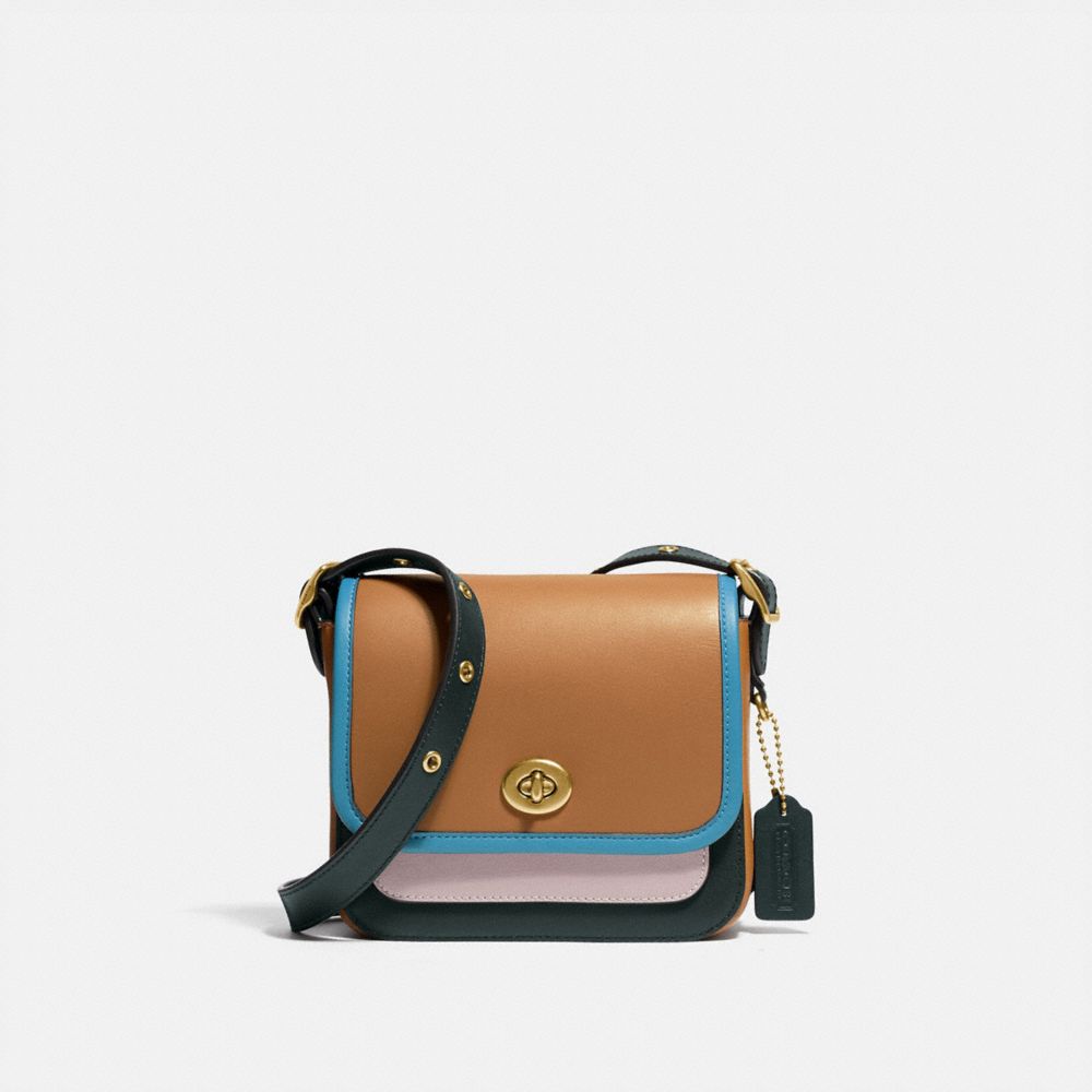 RAMBLER CROSSBODY 16 IN COLORBLOCK - BRASS/LIGHT SADDLE/PINE GREEN - COACH 89126