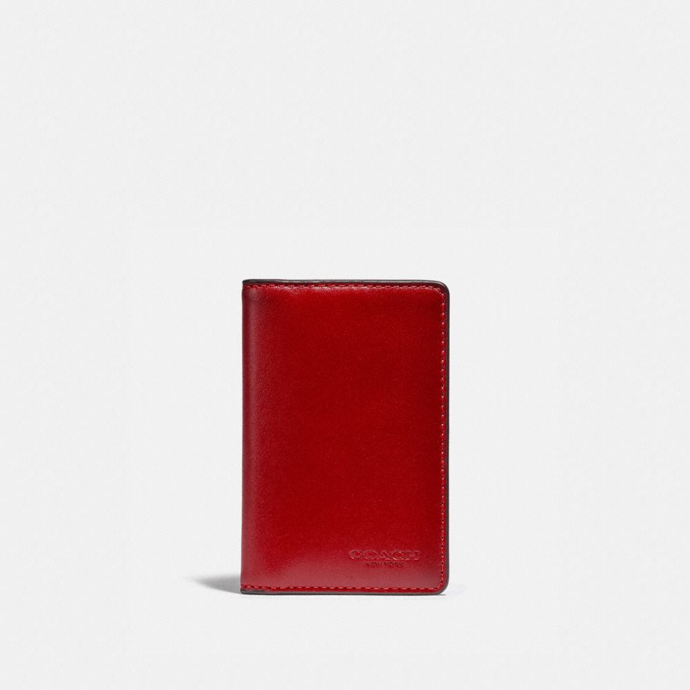 COACH Card Wallet In Colorblock - WINE/DARK CARDINAL - 89133
