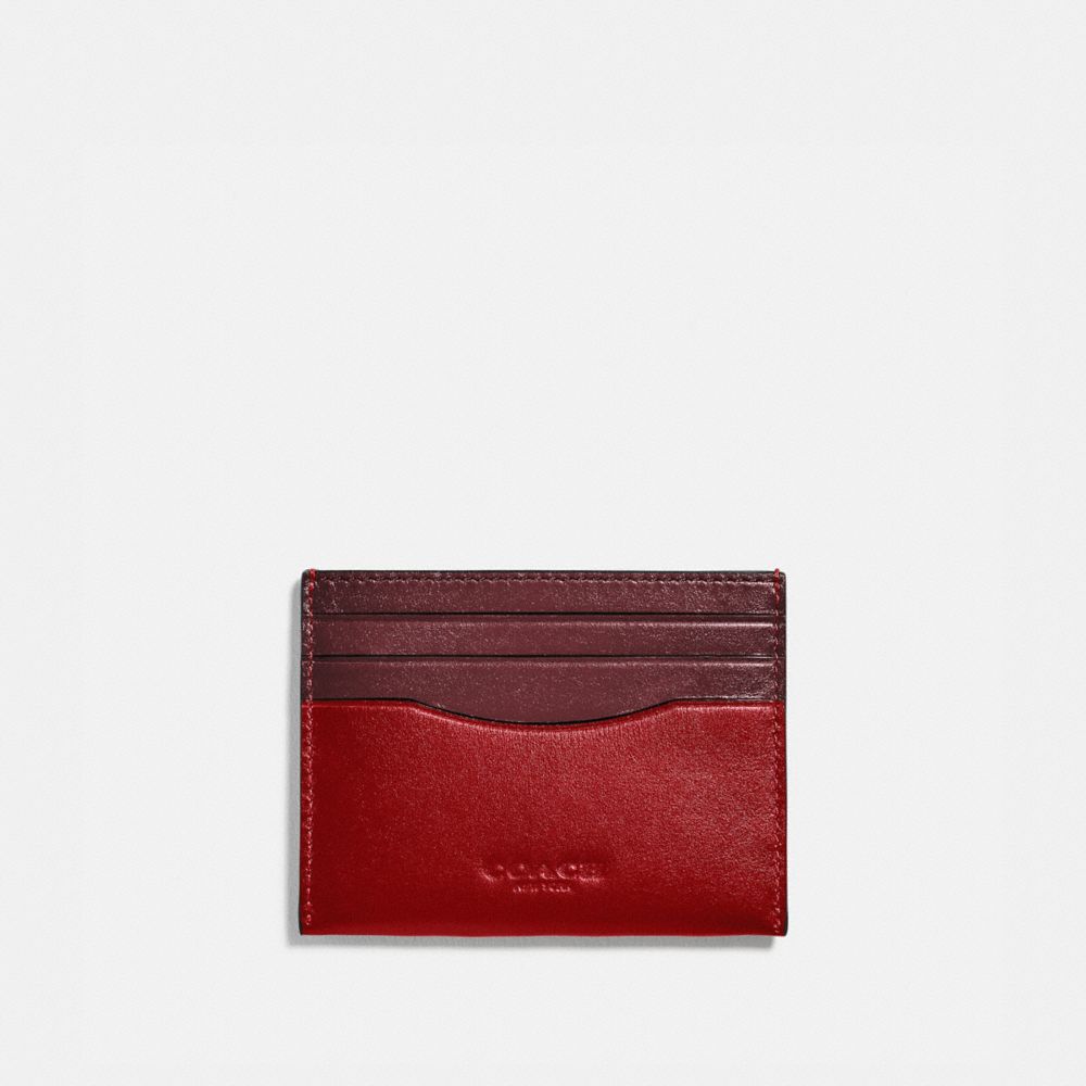 COACH Card Case In Colorblock - WINE/DARK CARDINAL - 89136