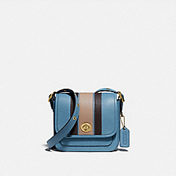 RAMBLER CROSSBODY 16 WITH VARSITY STRIPE - 89138 - BRASS/PACIFIC BLUE MULTI