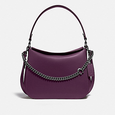 COACH Signature Chain Hobo - PEWTER/BOYSENBERRY - 89178