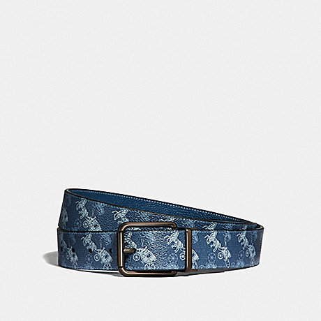 COACH 89180 Roller Buckle Cut To Size Reversible Belt With Horse And Carriage Print, 38 Mm BLUE