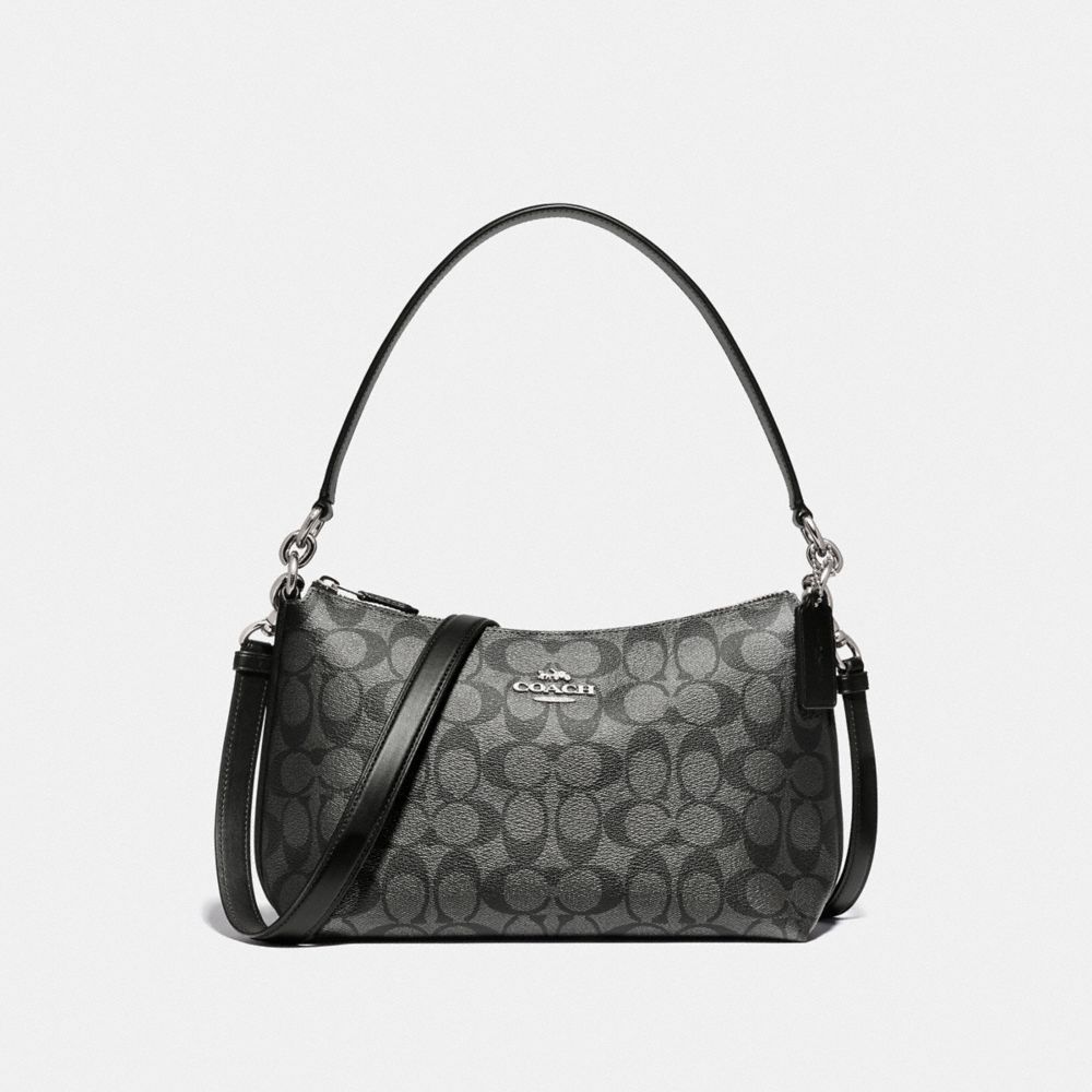 COACH 89201 LEWIS SHOULDER BAG IN SIGNATURE CANVAS SV/GUNMETAL