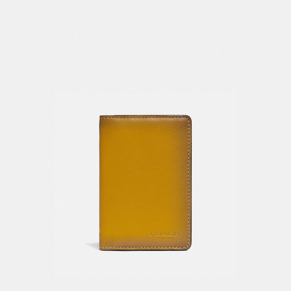 CARD WALLET IN COLORBLOCK WITH SIGNATURE CANVAS DETAIL - KHAKI/FLAX - COACH 89207