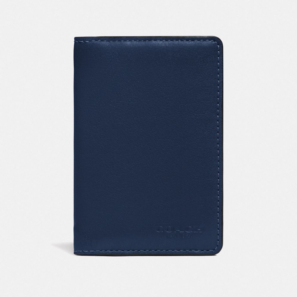 CARD WALLET IN COLORBLOCK WITH SIGNATURE CANVAS DETAIL - TRUE NAVY MULTI - COACH 89207