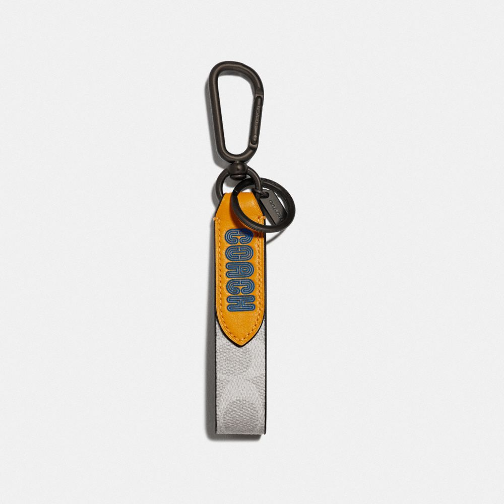 LOOP KEY FOB IN COLORBLOCK SIGNATURE CANVAS WITH COACH PRINT - CHALK/POLLEN - COACH 89228